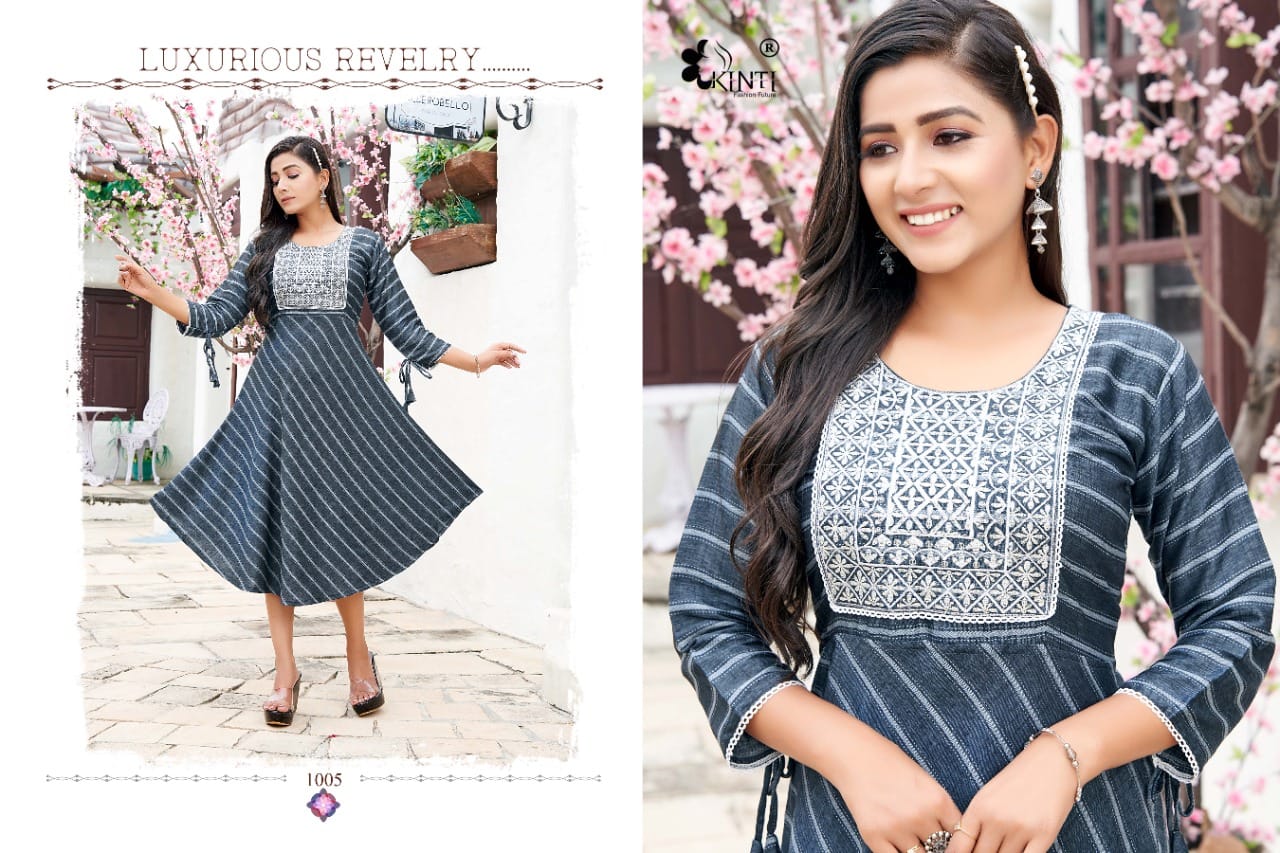 Kinti Laheriya New Exclusive Wear Rayon Printed Anarkali Kurti Collection